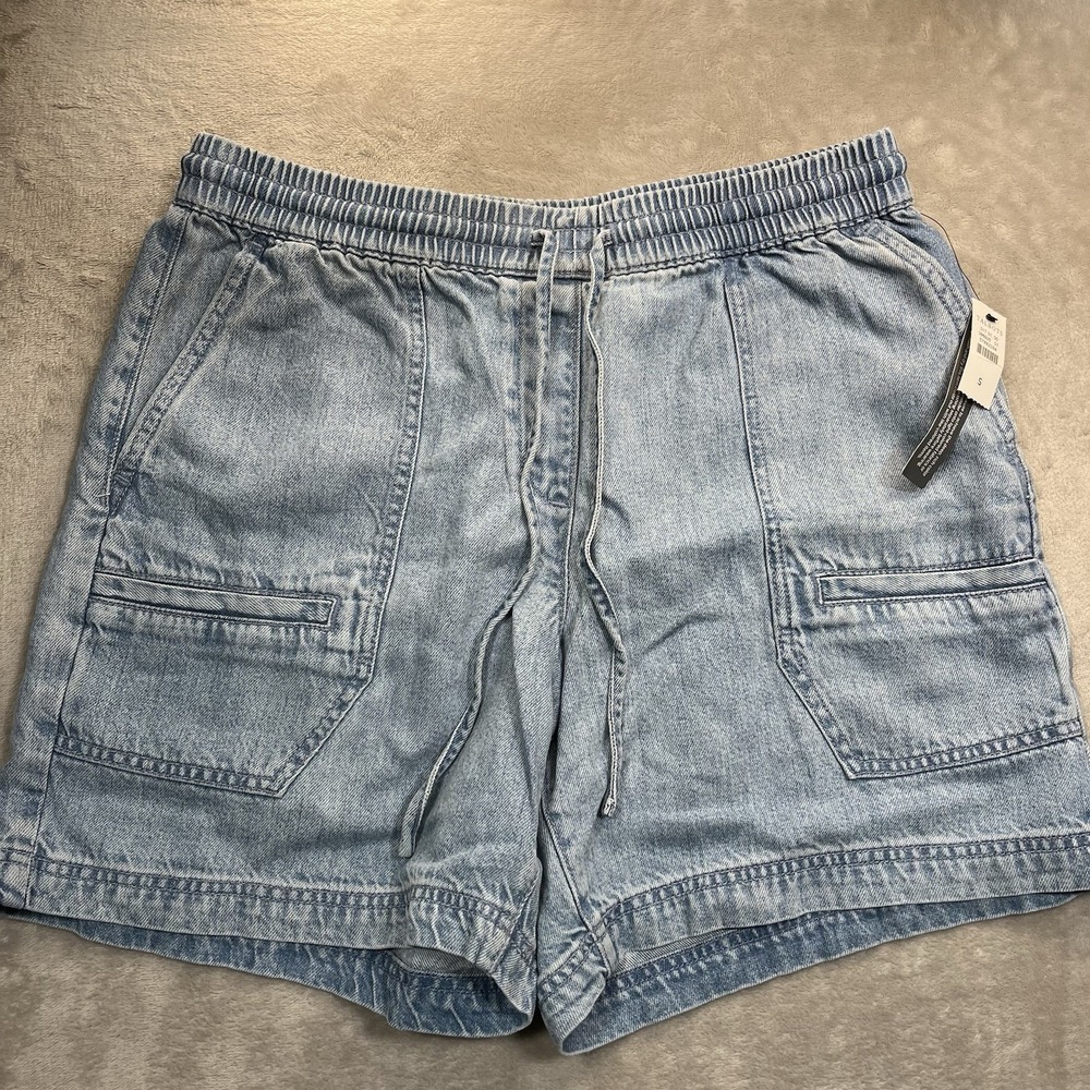 Talbots Shorts Small Denim Flowy Soft Tencel Fabric Stretch Drawstring NEW